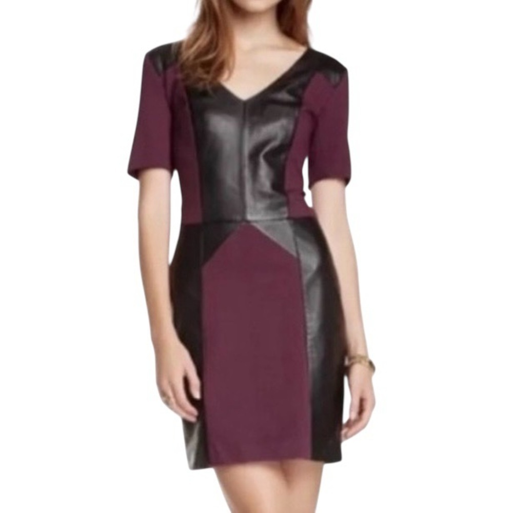 Rebecca Minkoff Lambskin Leather Geometric Colorblock Bodycon Dress